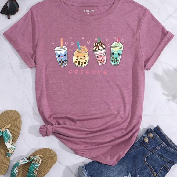 SHEIN Tops - SHEIN Boba Graphic Tee